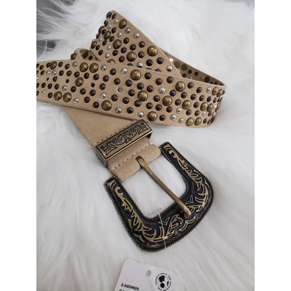 NEW suede studded mixed metal khaki tan Urban Outfitters Western Belt womens y2k